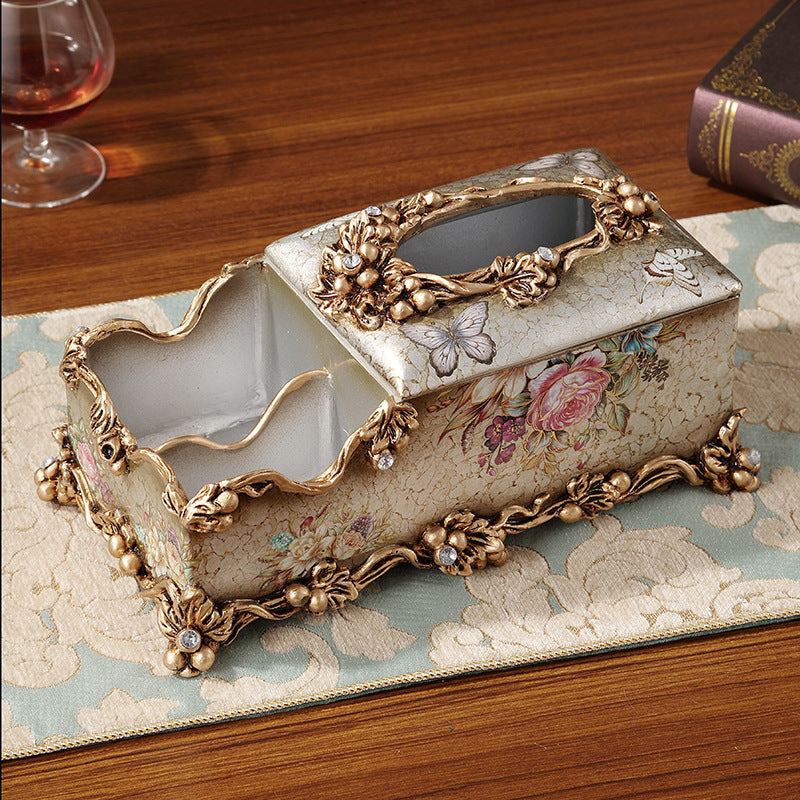 European-style Fruit Plate Three-piece Coffee Table Decoration Ashtray Tissue Box Set Pi-Mart