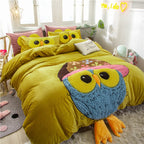 Cute Cartoon Bed Four-piece Children's Crystal Duvet Cover Pi-Mart