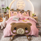Cute Cartoon Bed Four-piece Children's Crystal Duvet Cover Pi-Mart