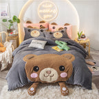 Cute Cartoon Bed Four-piece Children's Crystal Duvet Cover Pi-Mart