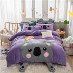 Cute Cartoon Bed Four-piece Children's Crystal Duvet Cover Pi-Mart