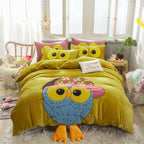 Cute Cartoon Bed Four-piece Children's Crystal Duvet Cover Pi-Mart