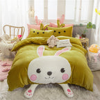 Cute Cartoon Bed Four-piece Children's Crystal Duvet Cover Pi-Mart