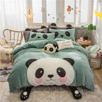 Cute Cartoon Bed Four-piece Children's Crystal Duvet Cover Pi-Mart