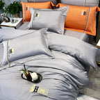 Cotton Embroidered Duvet Cover Cotton Model Room Orange Bedding Pi-Mart