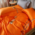 Cotton Embroidered Duvet Cover Cotton Model Room Orange Bedding Pi-Mart