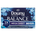 Downy Infusions Mega Dryer Sheets, BALANCE, Crisp Rain and Blue Eucalyptus, 80 Count