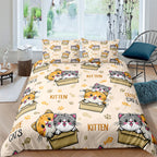 3D Digital Printing Plaid Bear Quilt Cover Three-piece Set And Four-piece Bed Sheet Set Pi-Mart