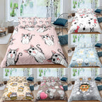 3D Digital Printing Plaid Bear Quilt Cover Three-piece Set And Four-piece Bed Sheet Set Pi-Mart