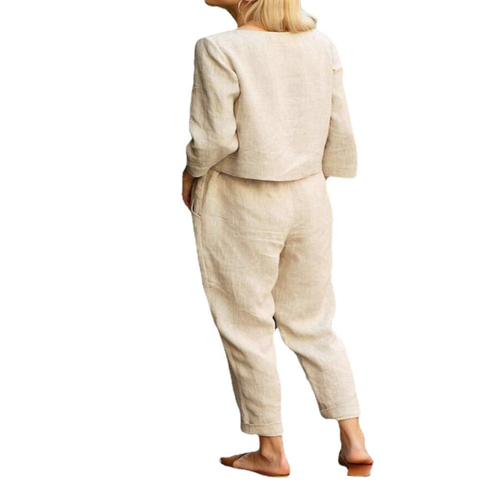 Solid Color One-shoulder Casual Lace-up Women's Suit Pi-Mart