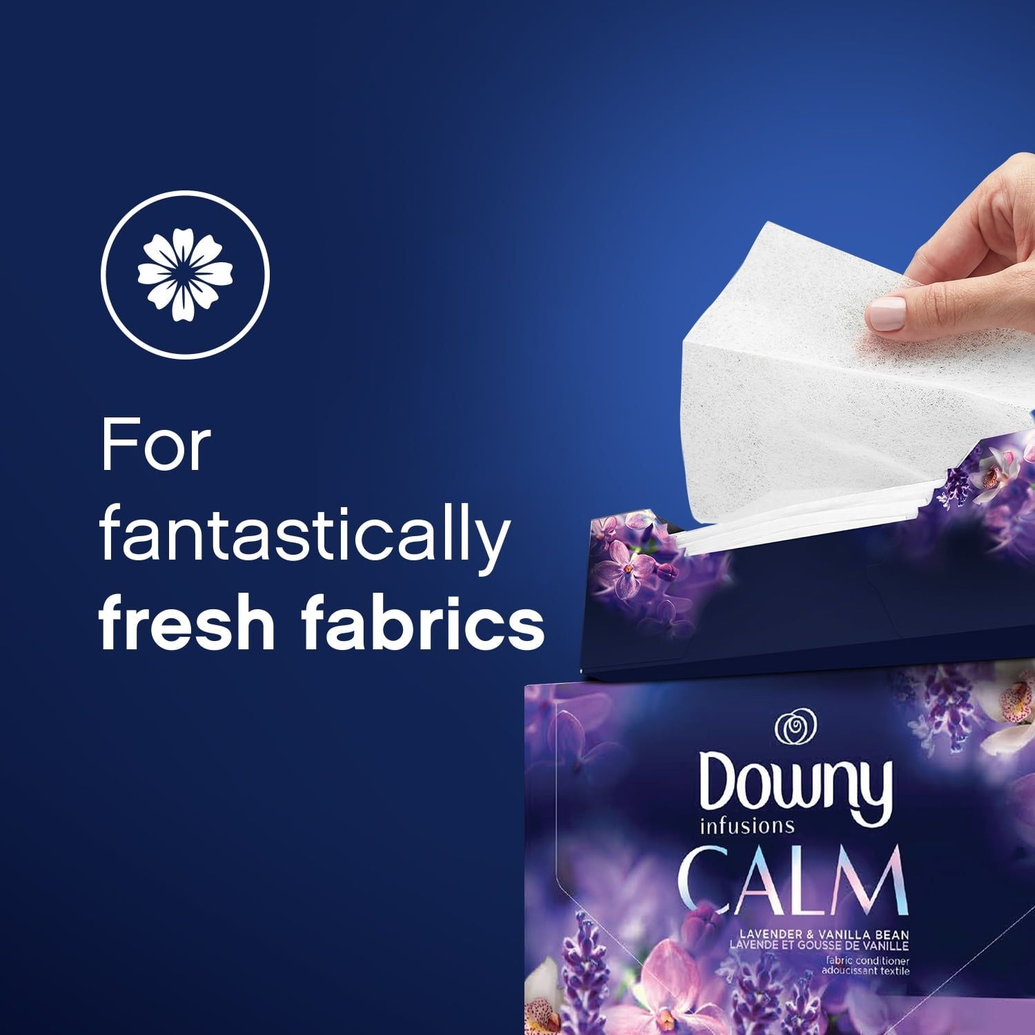 Downy Infusions Dryer Sheets, Calm, Lavender & Vanilla Bean, 200 Ct