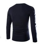 Men's Leather Men's Long-sleeved T-shirt Round Neck Pullover T-shirt