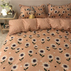 Cartoon Brushed Washed Cotton Net Red Bed Sheet Duvet Cover Pi-Mart
