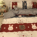 Cartoon Brushed Washed Cotton Net Red Bed Sheet Duvet Cover Pi-Mart