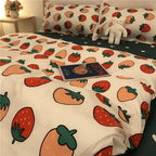 Cartoon Brushed Washed Cotton Net Red Bed Sheet Duvet Cover Pi-Mart