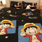Cartoon Brushed Washed Cotton Net Red Bed Sheet Duvet Cover Pi-Mart