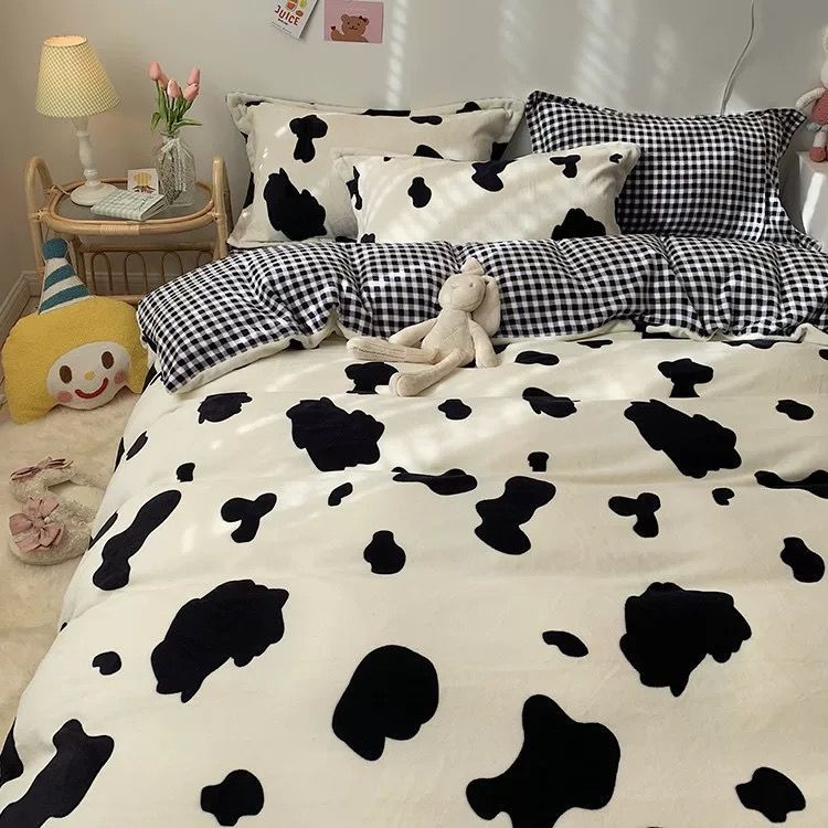 Cartoon Brushed Washed Cotton Net Red Bed Sheet Duvet Cover Pi-Mart