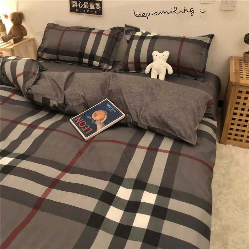 Cartoon Brushed Washed Cotton Net Red Bed Sheet Duvet Cover Pi-Mart