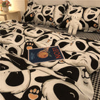 Cartoon Brushed Washed Cotton Net Red Bed Sheet Duvet Cover Pi-Mart