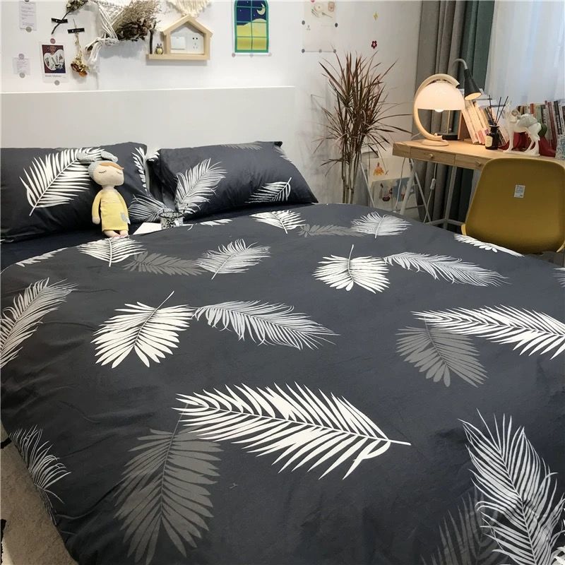 Cartoon Brushed Washed Cotton Net Red Bed Sheet Duvet Cover Pi-Mart