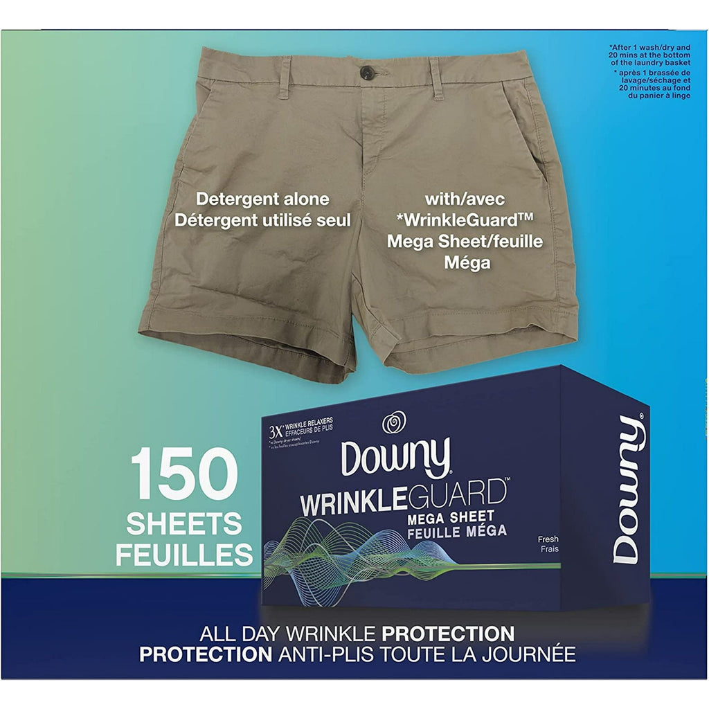 Downy WrinkleGuard Dryer Sheets, Fresh, 150 count