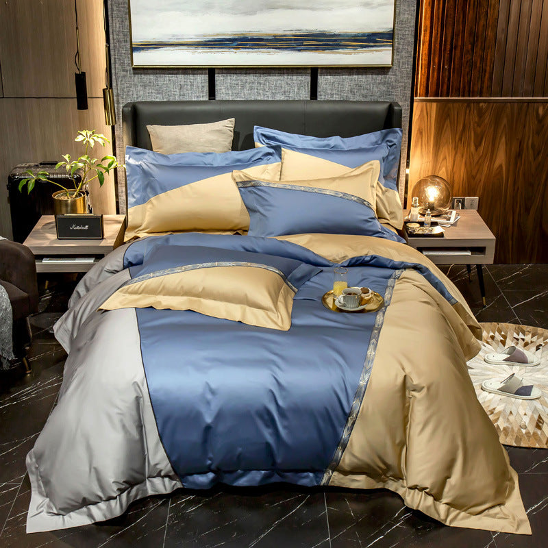 Contrasting Color Stitching Duvet Cover Cotton Double Bed Supplies Pi-Mart