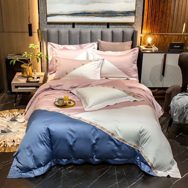Contrasting Color Stitching Duvet Cover Cotton Double Bed Supplies Pi-Mart