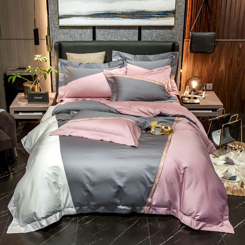 Contrasting Color Stitching Duvet Cover Cotton Double Bed Supplies Pi-Mart