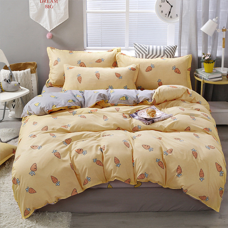 Brushed Four-piece Bed Sheet Duvet Cover Student Pi-Mart