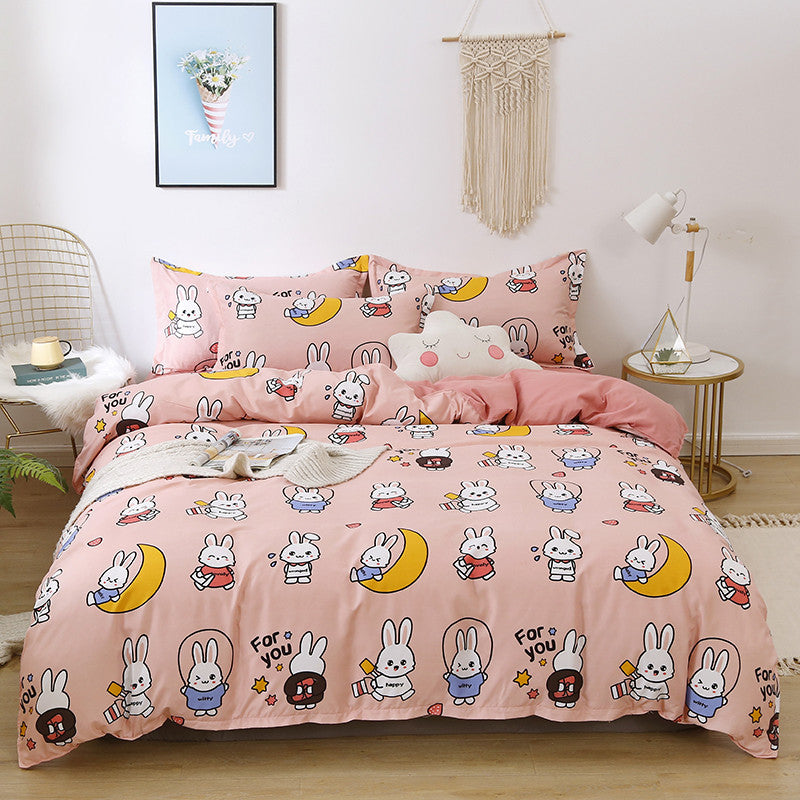 Brushed Four-piece Bed Sheet Duvet Cover Student Pi-Mart