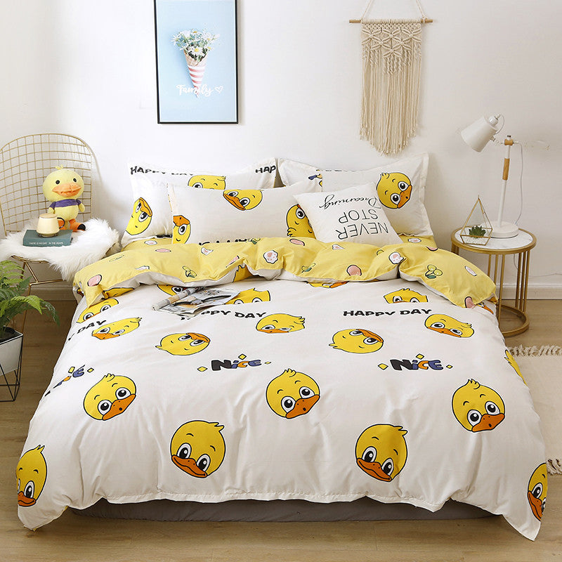 Brushed Four-piece Bed Sheet Duvet Cover Student Pi-Mart