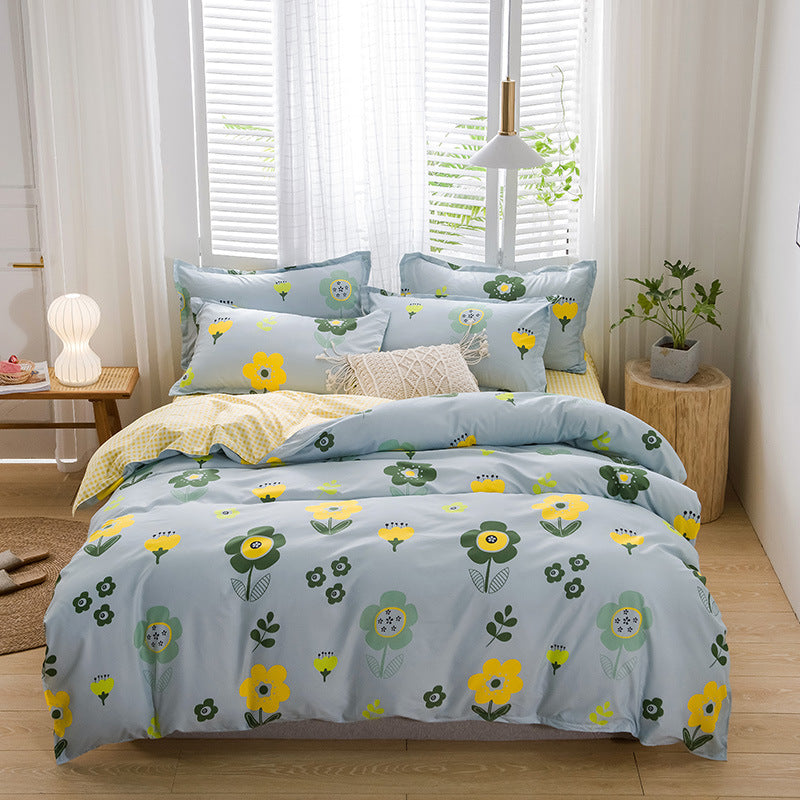 Brushed Four-piece Bed Sheet Duvet Cover Student Pi-Mart