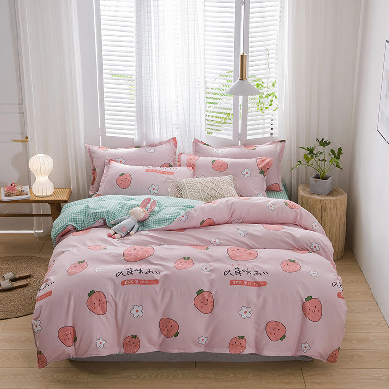 Brushed Four-piece Bed Sheet Duvet Cover Student Pi-Mart