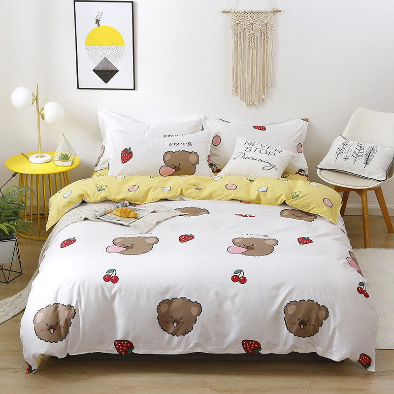 Brushed Four-piece Bed Sheet Duvet Cover Student Pi-Mart