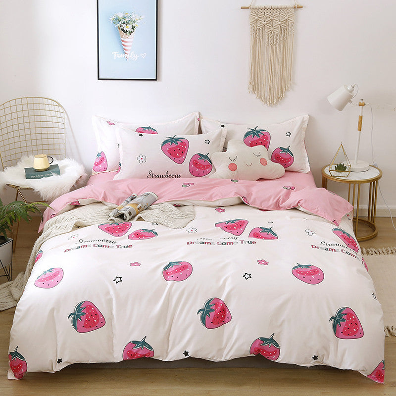 Brushed Four-piece Bed Sheet Duvet Cover Student Pi-Mart