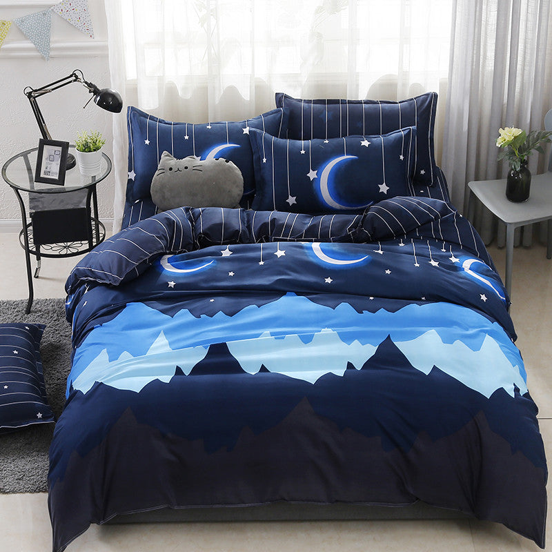 Brushed Four-piece Bed Sheet Duvet Cover Student Pi-Mart