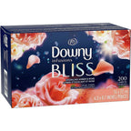 Downy Infusions Dryer Sheets, Laundry Fabric Softener, Bliss, Sparkling Amber & Rose, 200 Count.