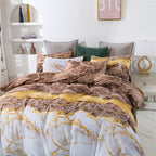 Marble Print Quilt Cover And Pillowcase Three-Piece Set Pi-Mart