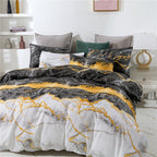 Marble Print Quilt Cover And Pillowcase Three-Piece Set Pi-Mart