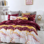 Marble Print Quilt Cover And Pillowcase Three-Piece Set Pi-Mart