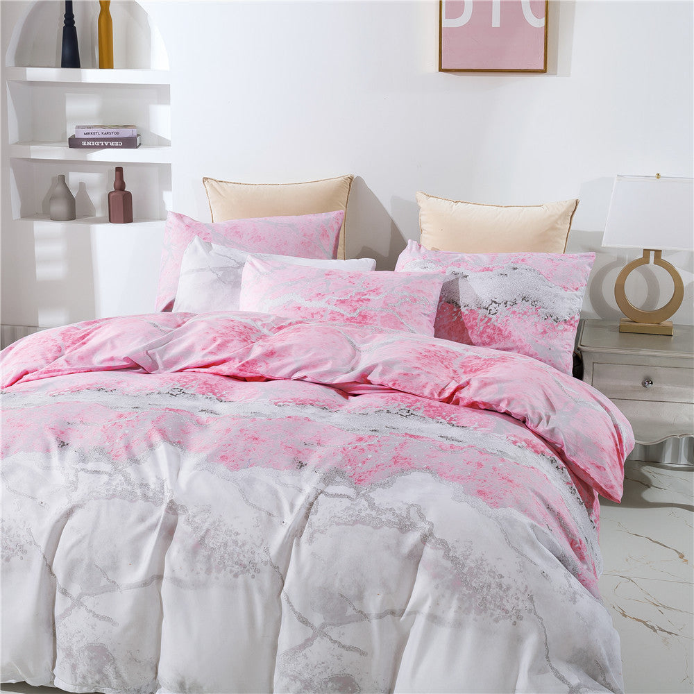Marble Print Quilt Cover And Pillowcase Three-Piece Set Pi-Mart