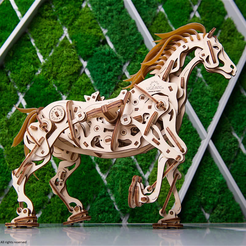 Bionic Horse Mechanical Trojan Horse Wooden Mechanical Transmission Model Lootquake LLC