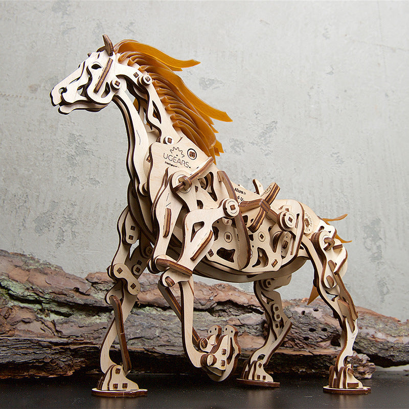 Bionic Horse Mechanical Trojan Horse Wooden Mechanical Transmission Model Lootquake LLC