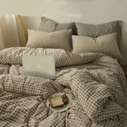Simple Checkered Sheets, Duvet Cover And Bedding Set Of Four Pi-Mart