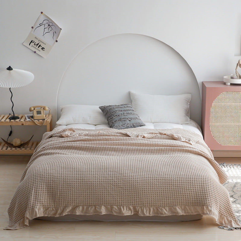 Japan Waffle Plaid Blankets for Bed Sofa Throws Cotton Yarn Towel Blanket for Kids Adult Summer Air Conditioning Quilt Bedspread Pi-Mart