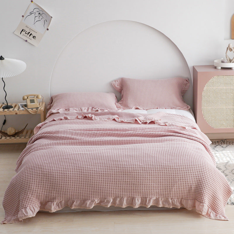 Japan Waffle Plaid Blankets for Bed Sofa Throws Cotton Yarn Towel Blanket for Kids Adult Summer Air Conditioning Quilt Bedspread Pi-Mart