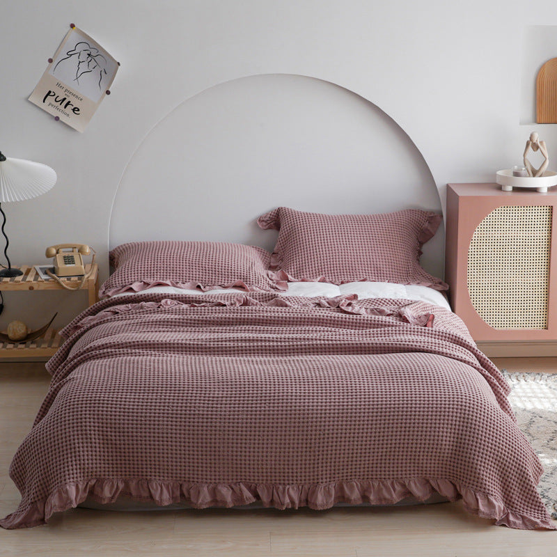 Japan Waffle Plaid Blankets for Bed Sofa Throws Cotton Yarn Towel Blanket for Kids Adult Summer Air Conditioning Quilt Bedspread Pi-Mart