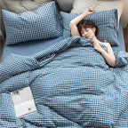 Simple Checkered Sheets, Duvet Cover And Bedding Set Of Four Pi-Mart