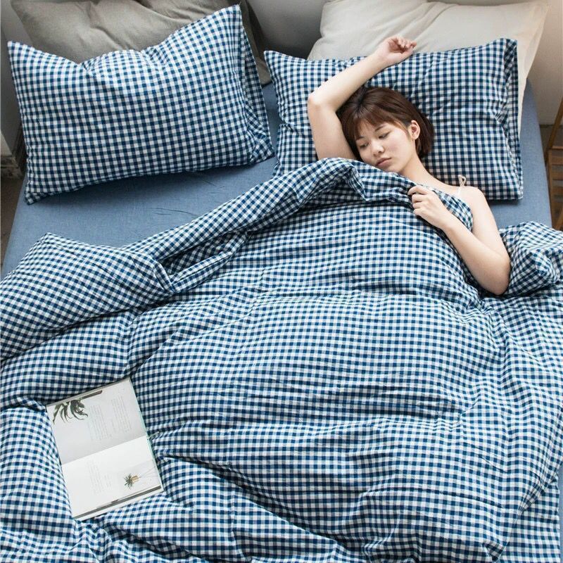 Simple Checkered Sheets, Duvet Cover And Bedding Set Of Four Pi-Mart