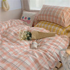 Simple Checkered Sheets, Duvet Cover And Bedding Set Of Four Pi-Mart